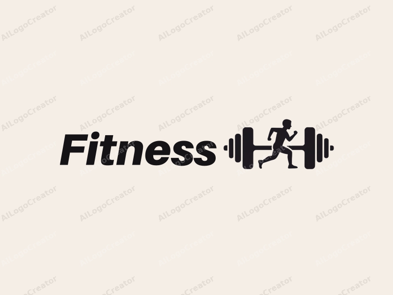 a modern design featuring a stylized dumbbell and a dynamic running figure, combined with a clean background and a harmonious layout.