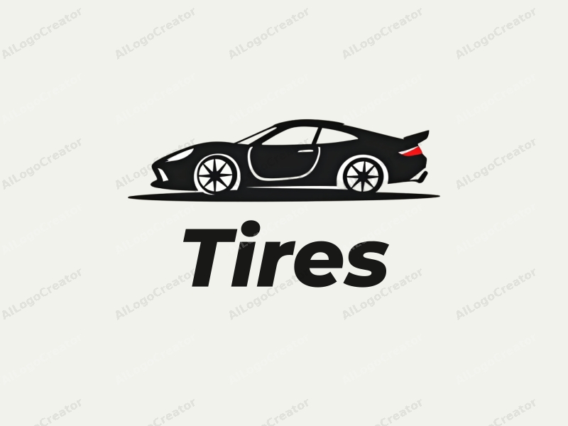 a modern design featuring a stylized car silhouette, overlapping tires and wheels, combined with a clean background.