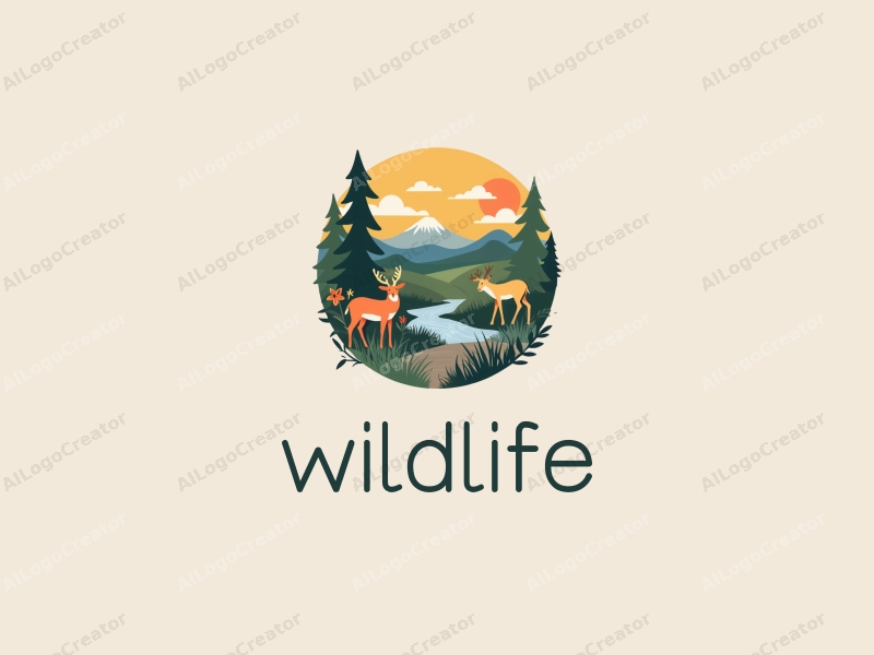 playful design features stylized wildlife, vibrant natural landscapes, and habitats with flora and fauna, combined with a clean background.