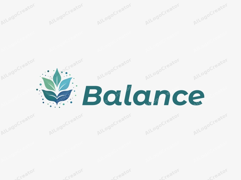 a modern design featuring elements of balance and harmony, integrated with network and matrix motifs, using a blue and green color palette, combined with a clean and simple background.