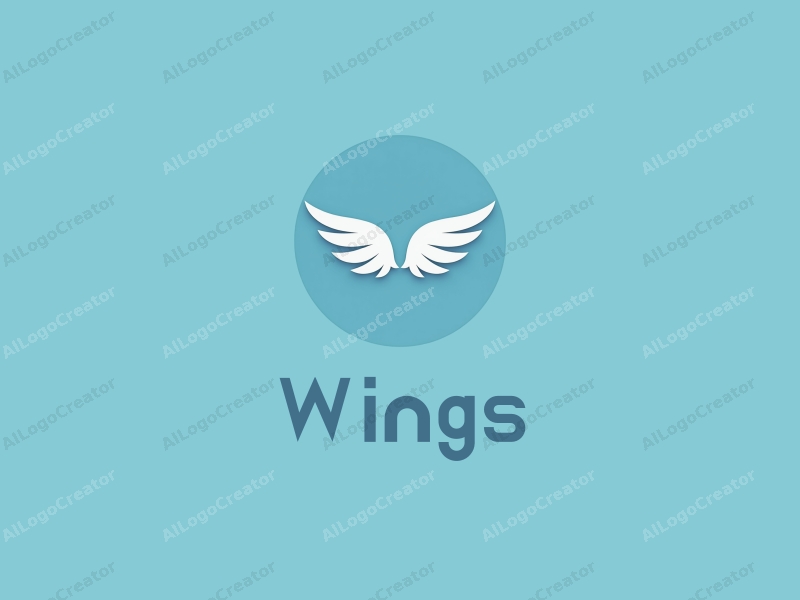 playful design features stylized wings in flight, symbolizing dreams and freedom, combined with a clean blue background.