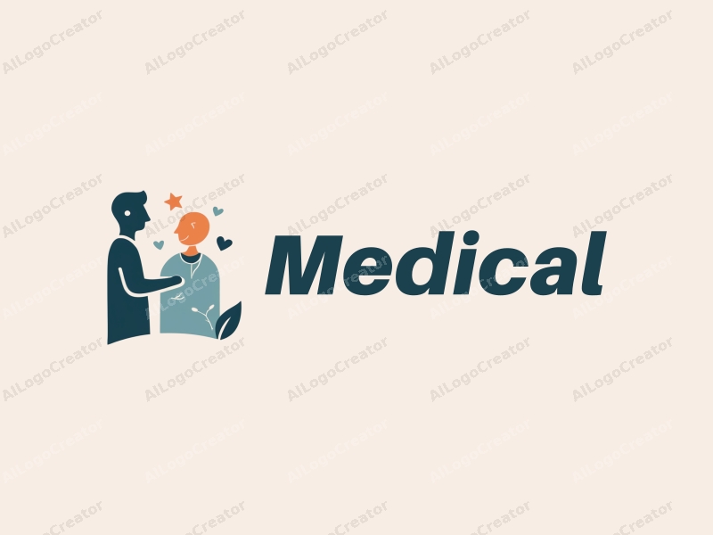 modern design features a stylized hospital silhouette, a caring doctor figure, and elements representing elderly care, combined with a clean background.