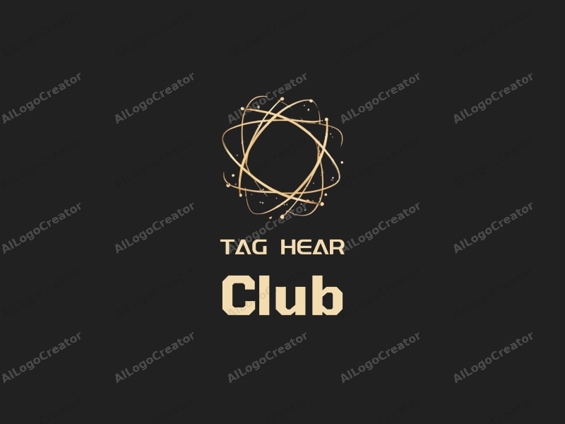 a modern design featuring a stylized club icon intertwined with digital network elements, using a black color palette, combined with a clean and simple background.