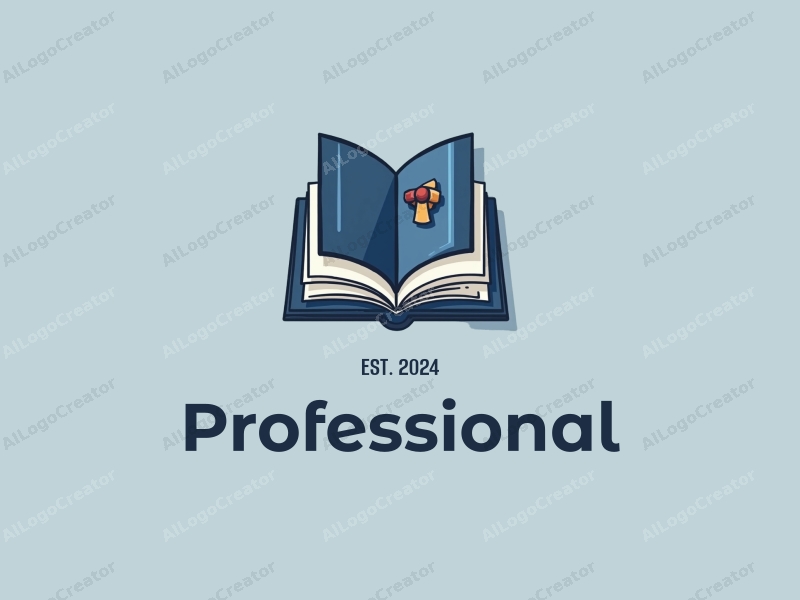 modern design features a stylized book and certificate, representing professionalism and certification, combined with a clean background in blue and gray tones.