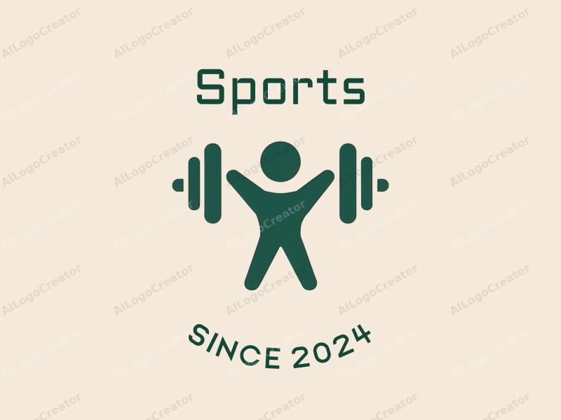 modern design features a stylized human figure lifting weights, dynamic movement, and a green color palette combined with a clean background.