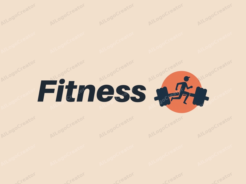 a modern design featuring a stylized dumbbell and a dynamic running figure, combined with a clean background and a harmonious layout.