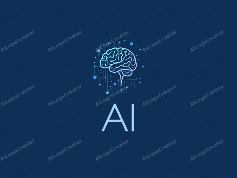 a modern design featuring abstract representations of intelligence and algorithms, intertwined brainwave patterns and network connections, combined with a clean blue background.