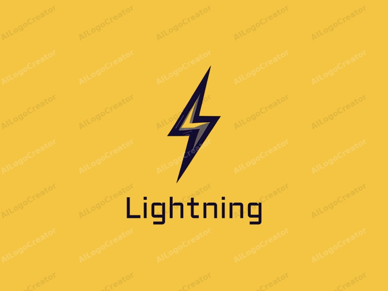 geometric design features stylized lightning bolts and electric currents, combined with a clean yellow background, emphasizing simplicity and creativity.