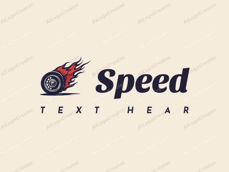 a modern design featuring dynamic lines representing speed, a stylized engine and tire, combined with a clean background to emphasize power and motion.