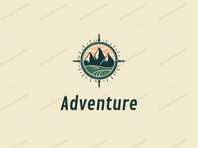 playful design features stylized mountains, a whimsical compass, and adventure elements combined with a clean background.