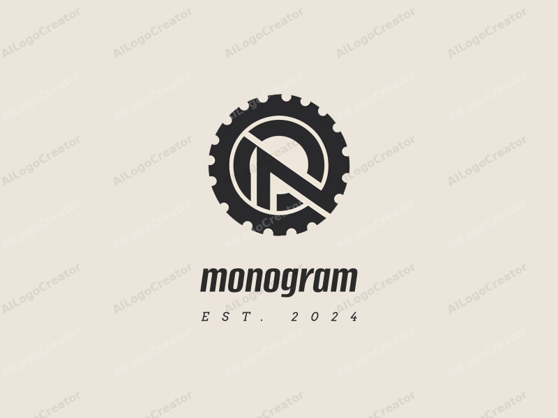 modern design features a stylized letter N integrated with a wheel motif, utilizing a clean and minimalistic approach combined with a simple background.