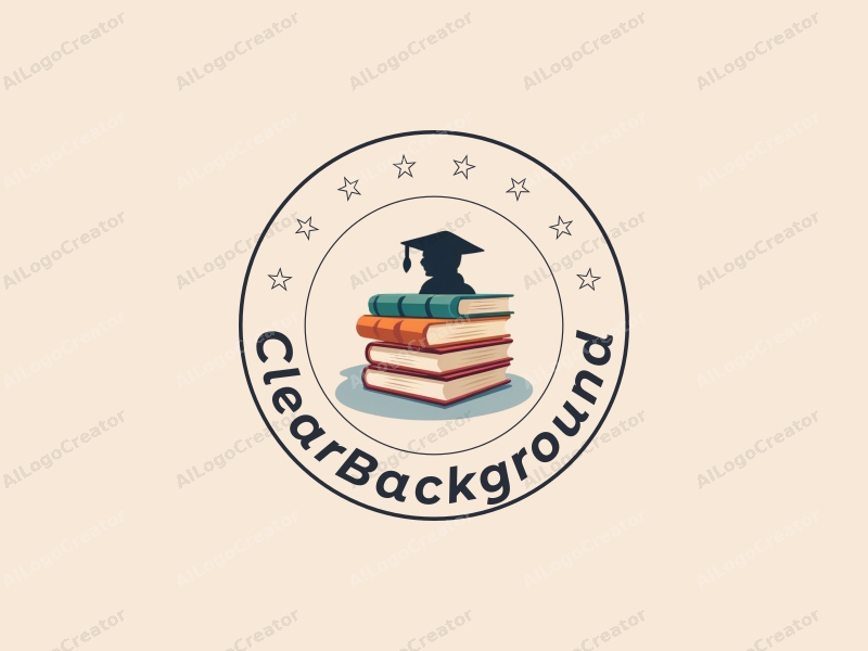 minimalist design features simple books stacked, a stylized scholar silhouette, and a clean background combined with a transparent color palette.