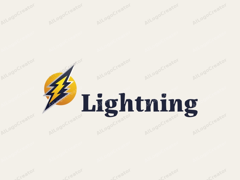 abstract design featuring stylized lightning bolts and storm elements, combined with a dynamic energy theme, using a color palette of yellow, silver, and black against a clean background.