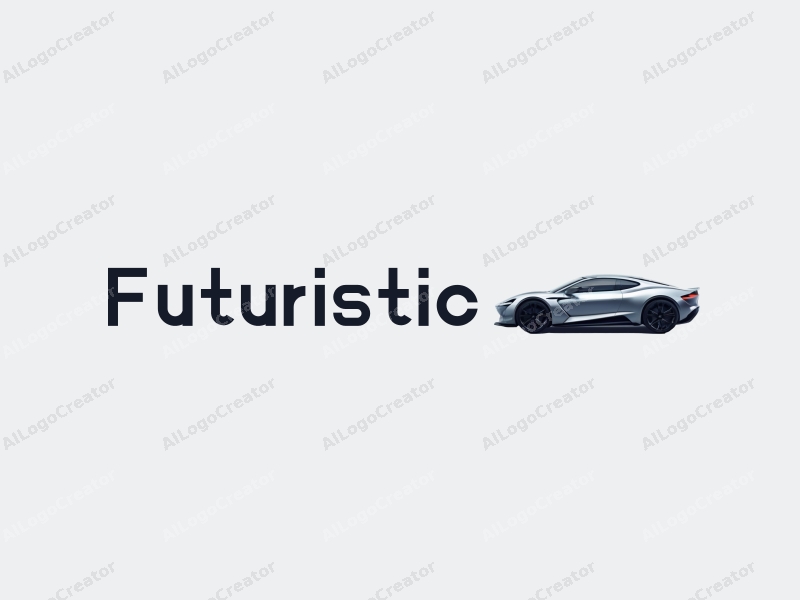 a modern minimalist design featuring a sleek car silhouette, futuristic elements, and a clean background in silver and blue colors, emphasizing innovation and simplicity.