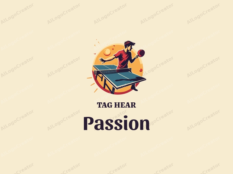 playful design features stylized table tennis and tennis elements, vibrant red colors, and a dynamic composition that conveys passion and enthusiasm combined with a clean background.