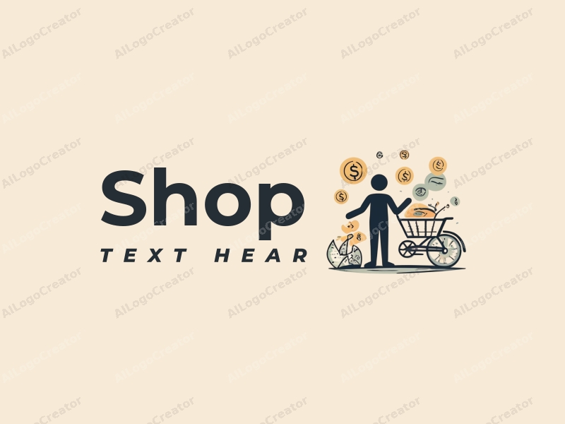 modern design features a stylized shop silhouette, a trader icon, and forex elements combined with a clean background.