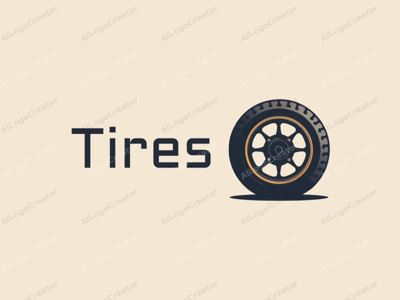 modern design features a stylized tire and motorcycle wheel, combined with a clean background and a minimalist approach.