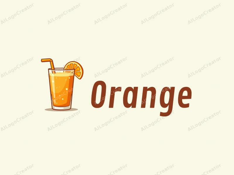 playful design features a vibrant orange, a stylized juice cup, and a slice of orange, combined with a clean background.