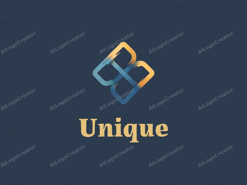 a modern minimalist design featuring unique and innovative shapes, incorporating blue and gold colors, with a clean background and a focus on dynamic movement.