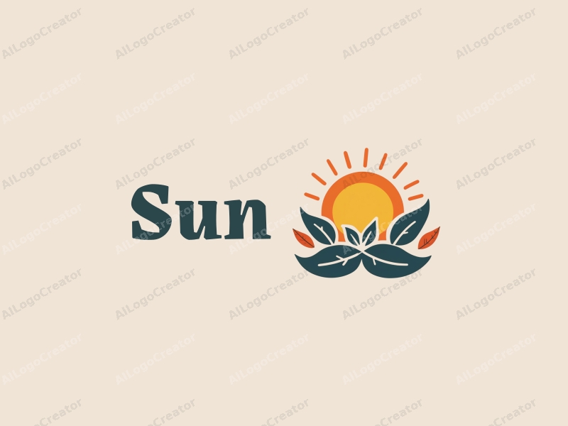 playful design features a stylized sun with rays, vibrant sunlight filtering through playful leaves, combined with a clean background.