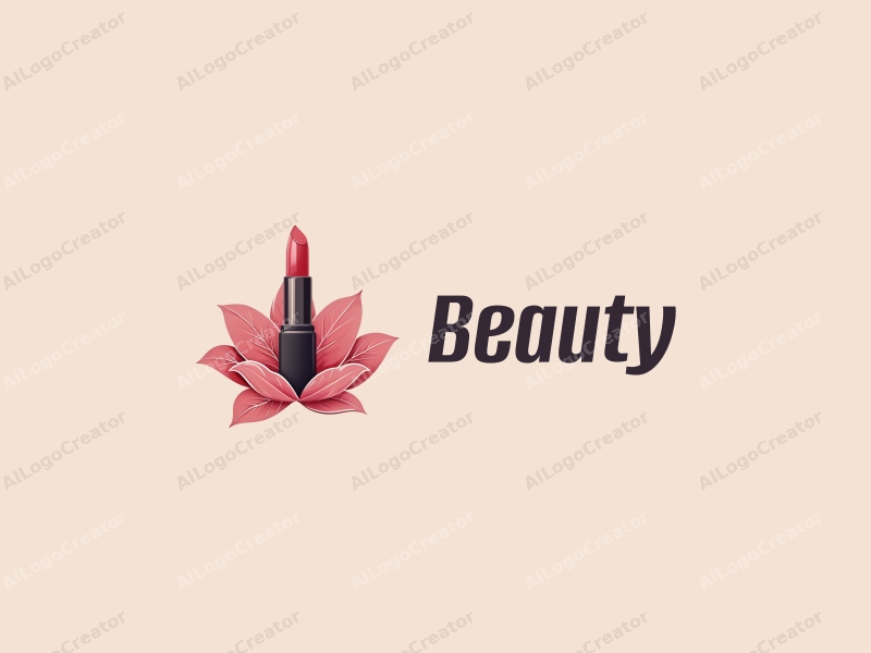 a modern design featuring elegant petals and a stylized lipstick, combined with a clean background and a focus on beauty and makeup elements.