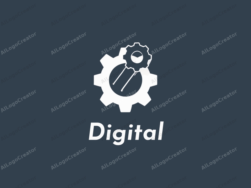 modern design features digital elements, a stylized wrench and gears, combined with a clean background and a harmonious layout.