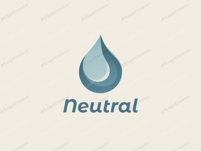 minimalist design features a balanced composition of a stylized water droplet and a subtle halo, combined with a clean background and neutral tones.