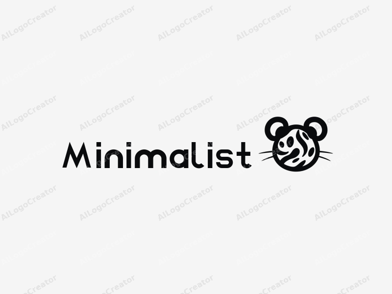 minimalist design features a stylized mouse intertwined with fitness elements, using clean lines and a black and white color scheme, combined with a tag style approach against a simple background.