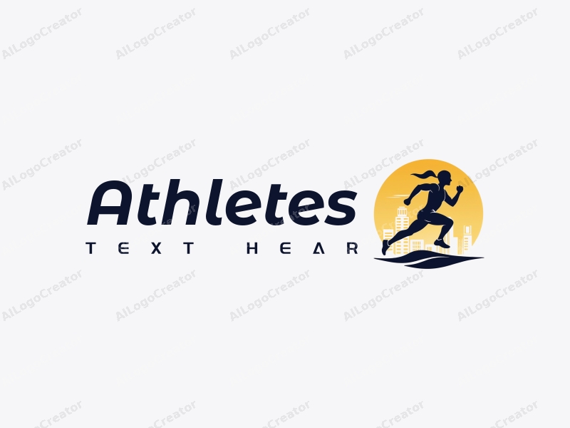 modern design features a dynamic athlete in motion, a stylized trophy, and a running theme combined with a clean background.