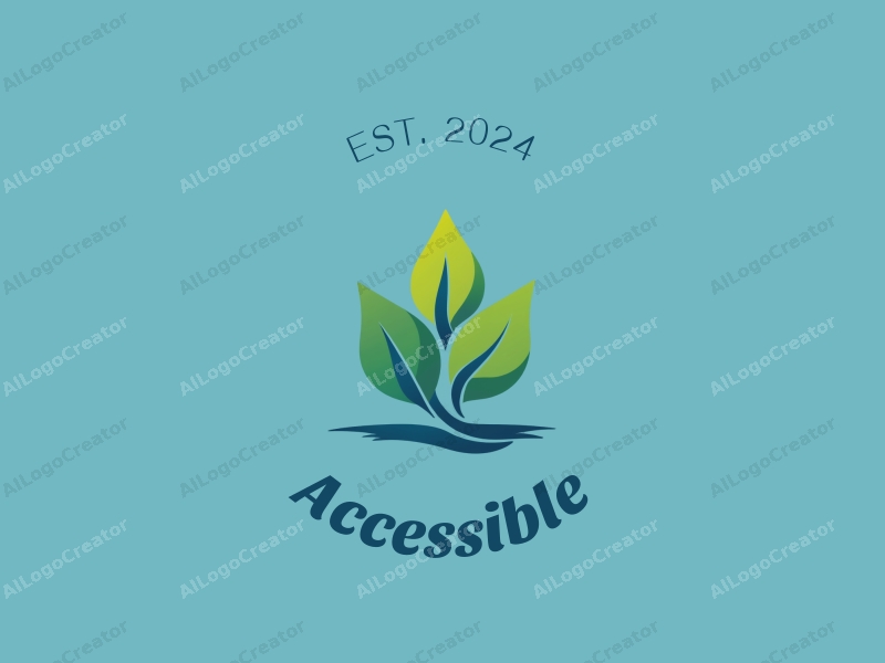 modern design features an accessibility ramp intertwined with stylized leaves, emphasizing inclusive design, combined with a clean background in blue and green tones.