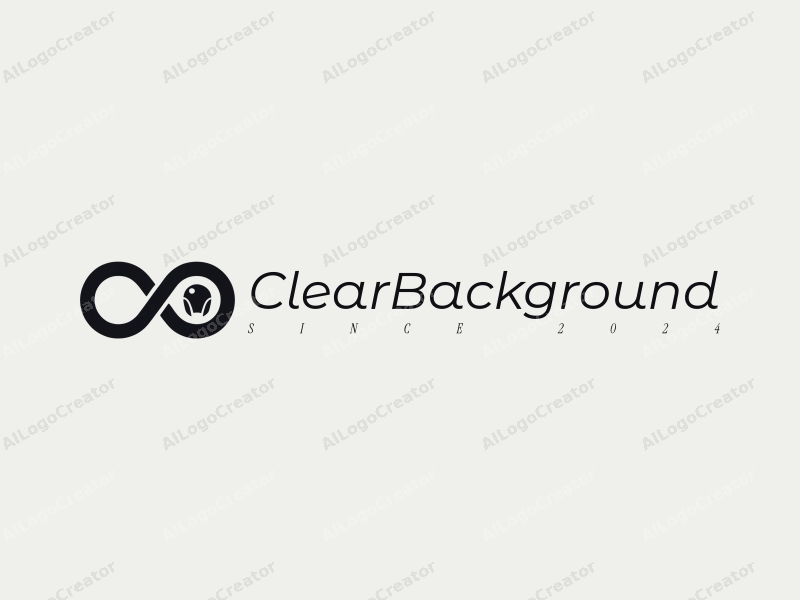 minimalist design features a stylized infinity symbol intertwined with a helmet, representing protection, combined with a clean and transparent background.