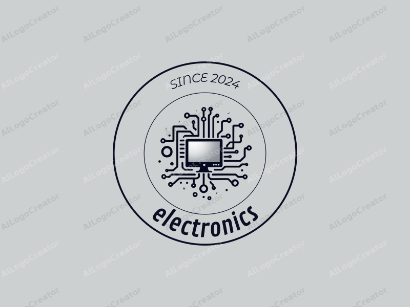 modern design features sleek electronic devices, a stylized computer silhouette, and intricate chip and circuit patterns combined with a clean silver background.