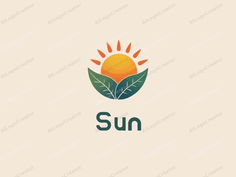 playful design features a stylized sun with rays, vibrant sunlight filtering through playful leaves, combined with a clean background.