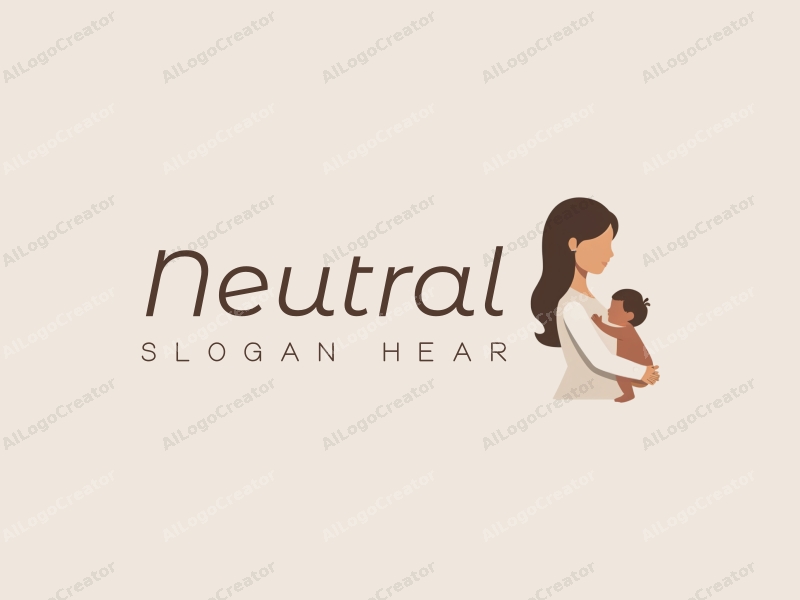 minimalist design features a stylized silhouette of a mother and child, emphasizing balance and neutrality, combined with a clean background.