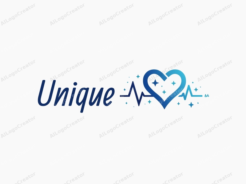 modern design features a unique heartbeat line intertwined with stylized stars, utilizing a blue color palette, combined with a clean background for a fresh and innovative look.