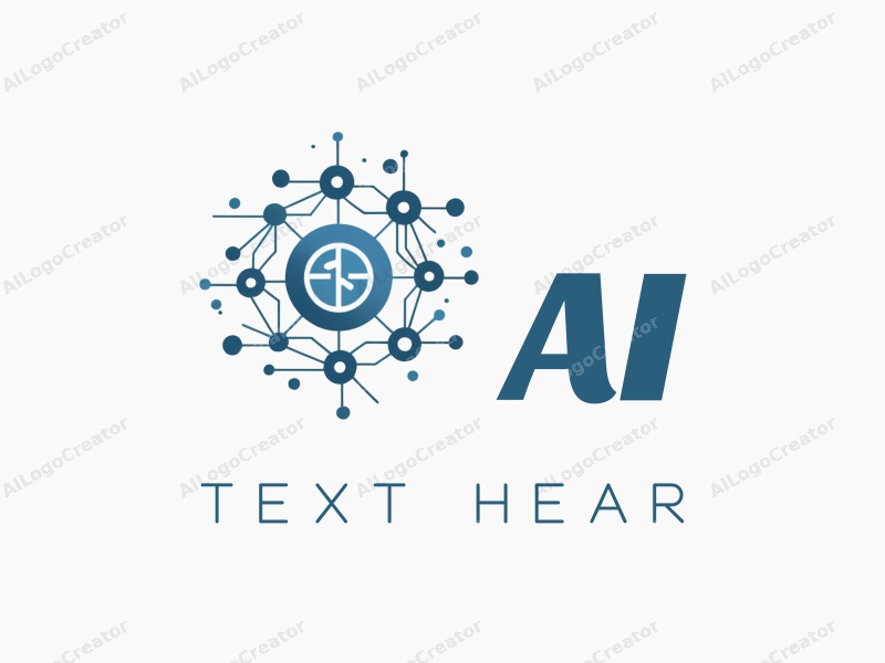 a modern minimalist design featuring abstract representations of intelligence and algorithms, interconnected network lines, and a clean background in blue and gray tones.