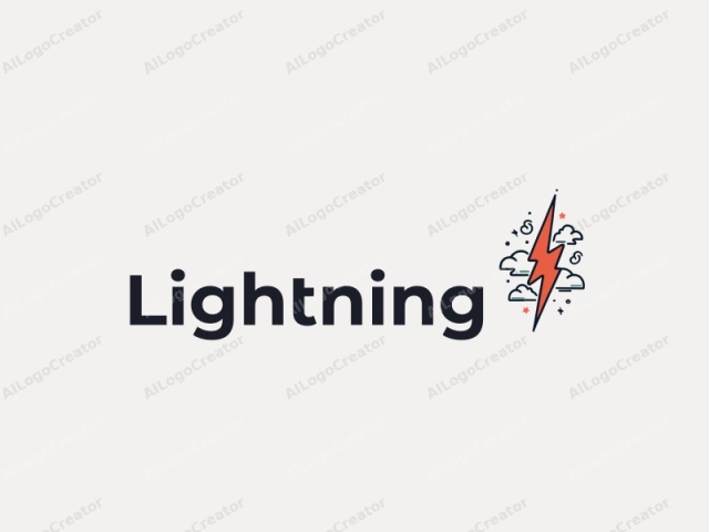 geometric design features stylized lightning bolts, abstract clouds, and flowing electric currents combined with a clean background.