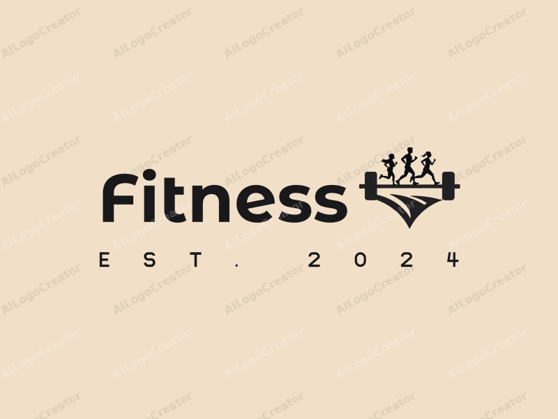 modern design features stylized dumbbells and running figures, combined with a clean background and a harmonious layout.