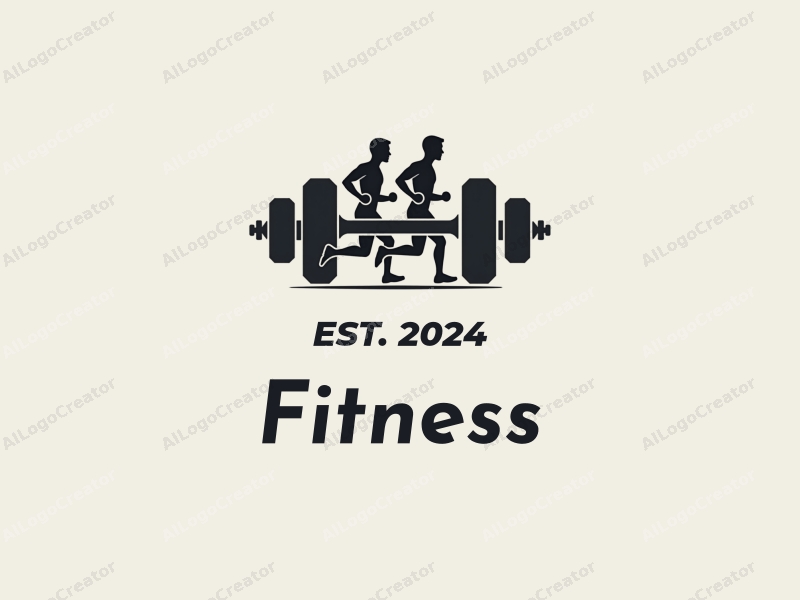 modern design features stylized dumbbells and running figures, combined with a clean background and a harmonious layout.