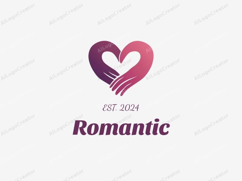 playful design features a heart shape intertwined with a hand silhouette, using pink and purple colors, combined with a clean background.