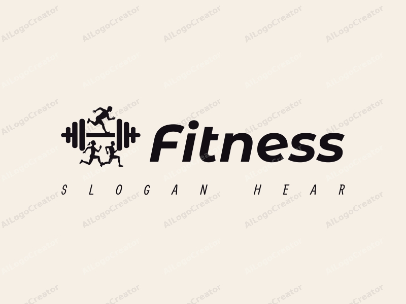 modern design features stylized dumbbells and running figures, combined with a clean background and a harmonious layout.