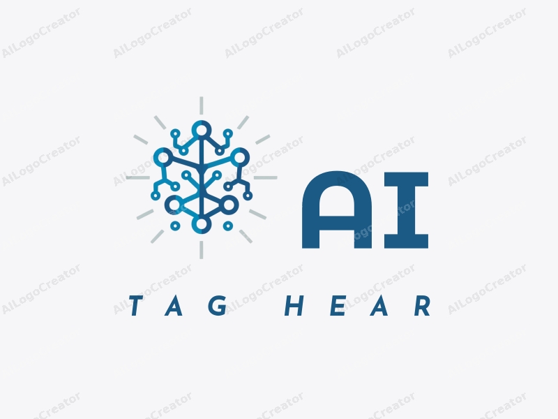 a modern minimalist design featuring abstract representations of intelligence and algorithms, interconnected network lines, and data flow, combined with a clean blue and gray color palette.