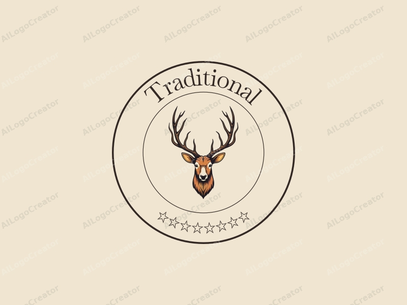 vintage design features traditional elements like honey and antlers, combined with a clean background and a harmonious composition.