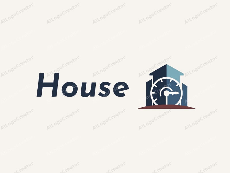 modern design features a stylized house and building silhouette, integrated with a speedometer element, combined with a clean background.