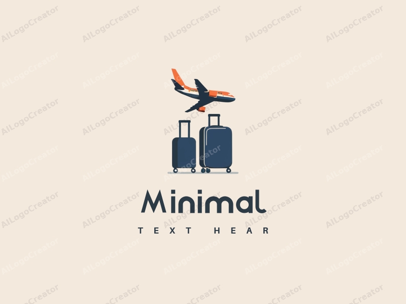 minimalist design features a stylized airplane and luggage, combined with a tag design approach, set against a clean background.