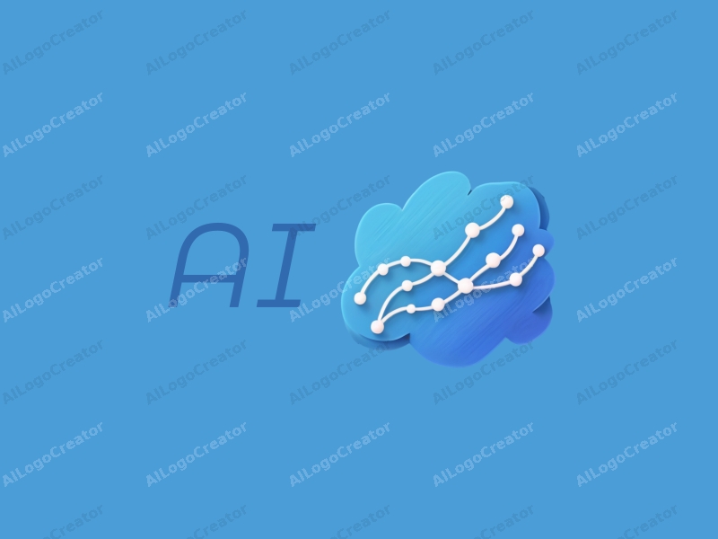 a modern design featuring streamlined shapes representing data flow, elements of intelligence and algorithms, combined with a clean blue background.