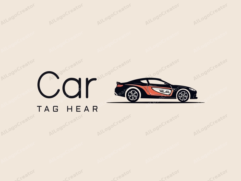 a modern design featuring a sleek sedan silhouette, stylized wheels, and an abstract engine representation, combined with a clean background.