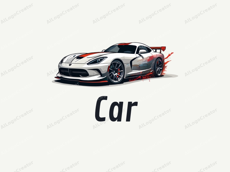 a modern design featuring a sleek car silhouette, dynamic speed elements, and tire motifs, combined with a clean background.