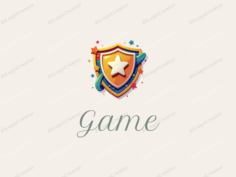 playful design features a safety shield, colorful stars, and game and toy elements combined with a vibrant background.