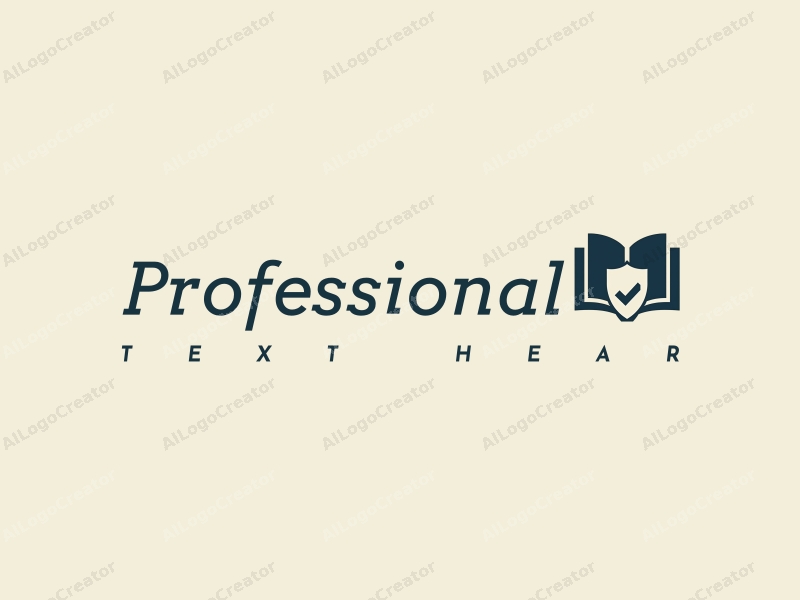 modern design features a stylized book and shield, symbolizing professionalism and certification, combined with a clean background.